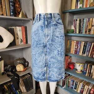 Etica Lille Acid Wash Denim Pencil Skirt 27 Organic Cotton